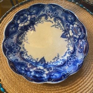 Argyle Flow Blue Johnson Bros 10In Plate preowned